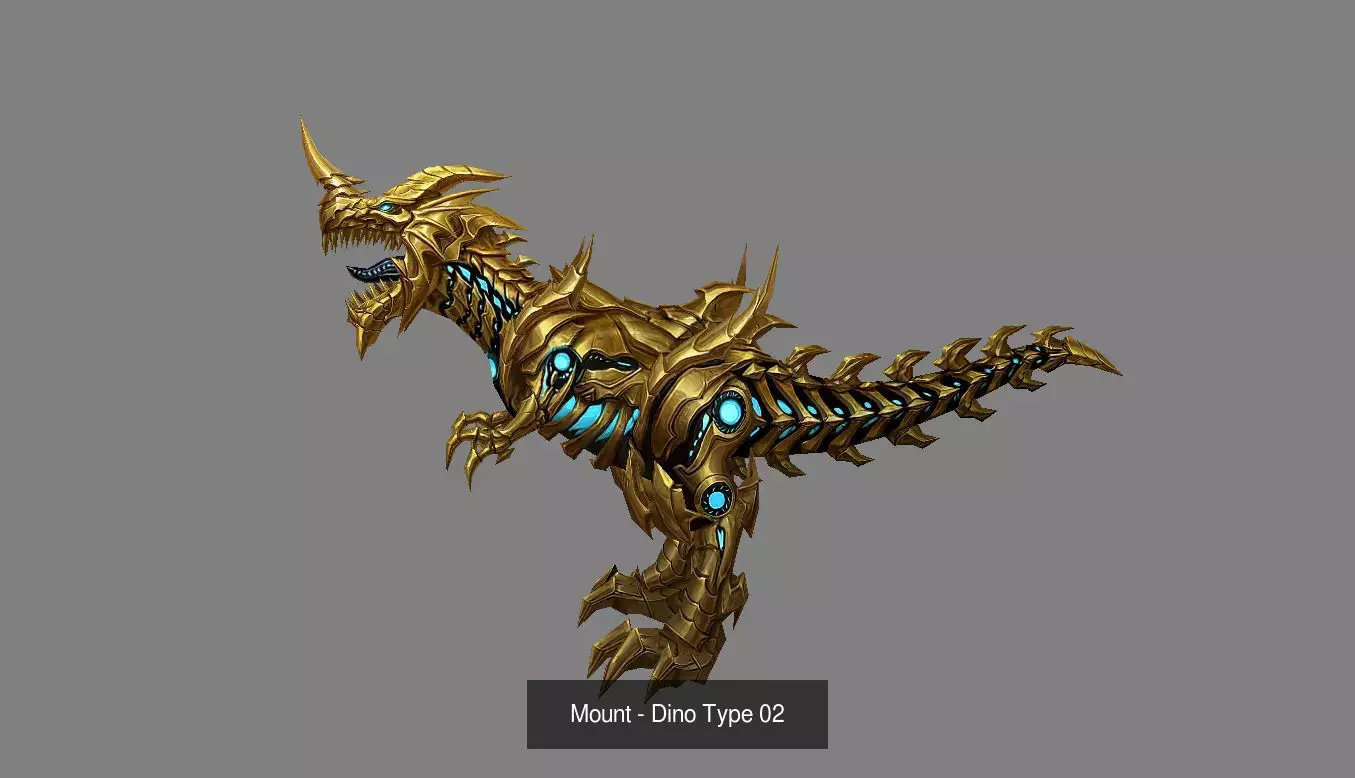 Pack of 20 Stylized Dino Mounts 3D Model Collection_42