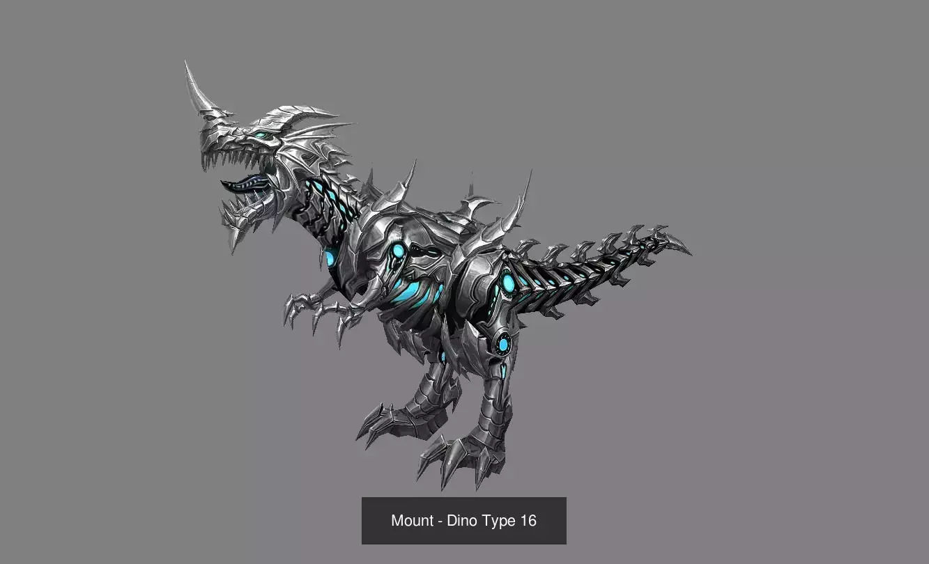 Pack of 20 Stylized Dino Mounts 3D Model Collection_28