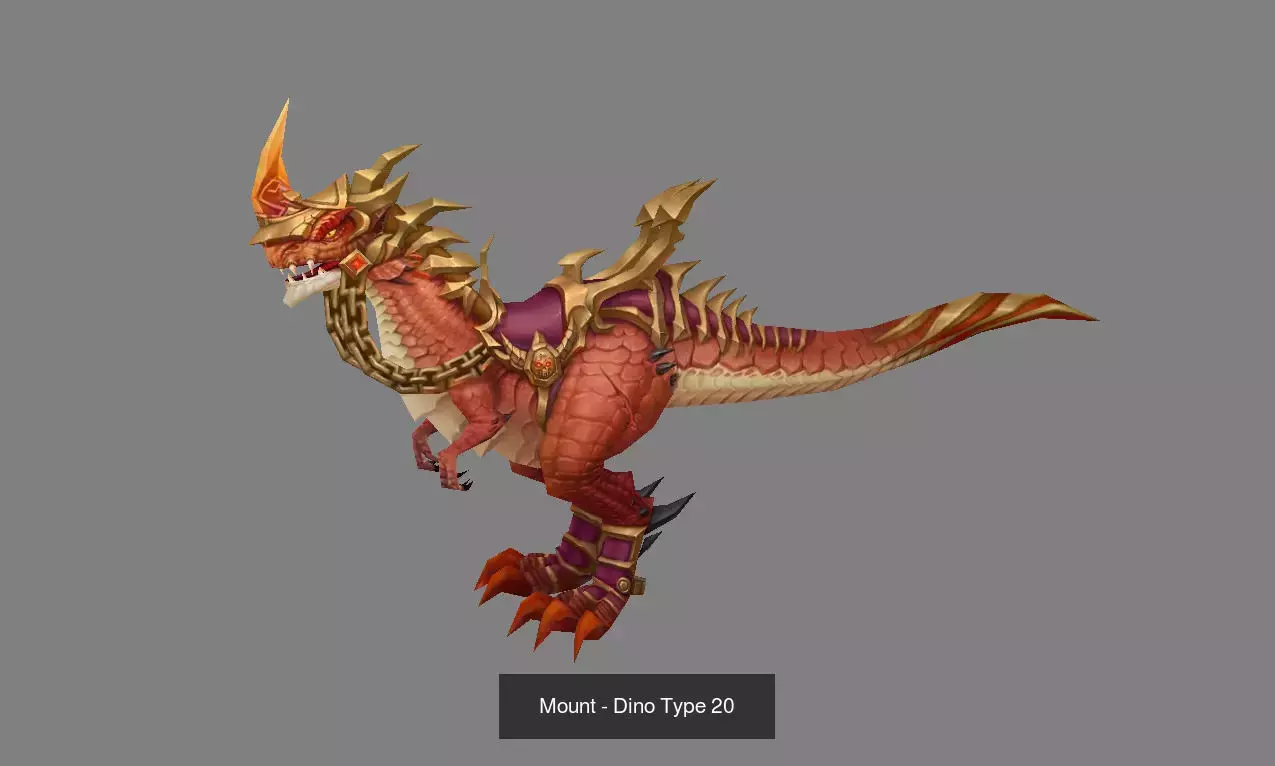 Pack of 20 Stylized Dino Mounts 3D Model Collection_24