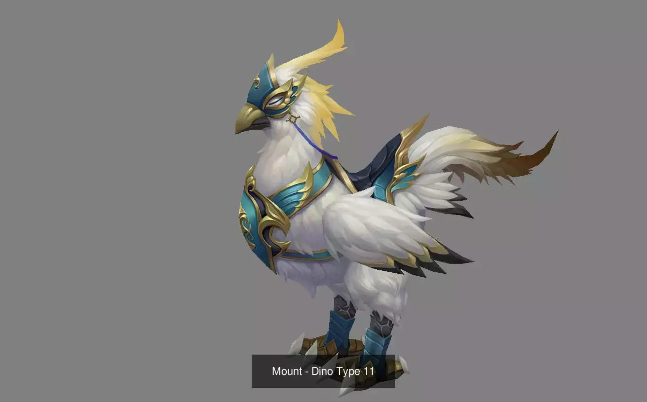 Pack of 20 Stylized Dino Mounts 3D Model Collection_33