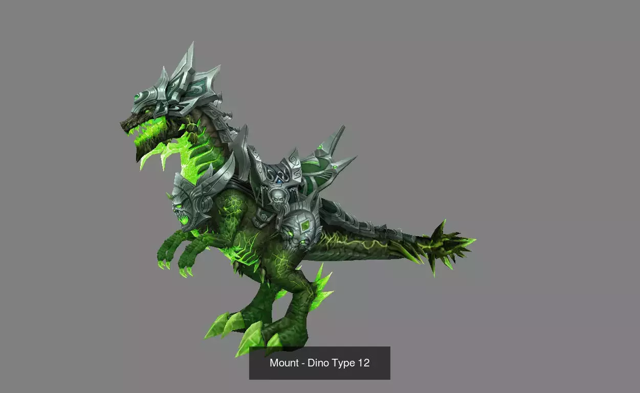 Pack of 20 Stylized Dino Mounts 3D Model Collection_32