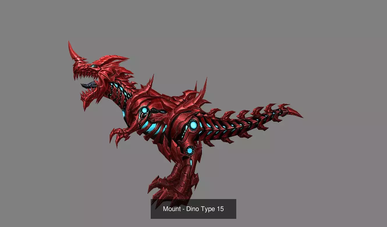 Pack of 20 Stylized Dino Mounts 3D Model Collection_29