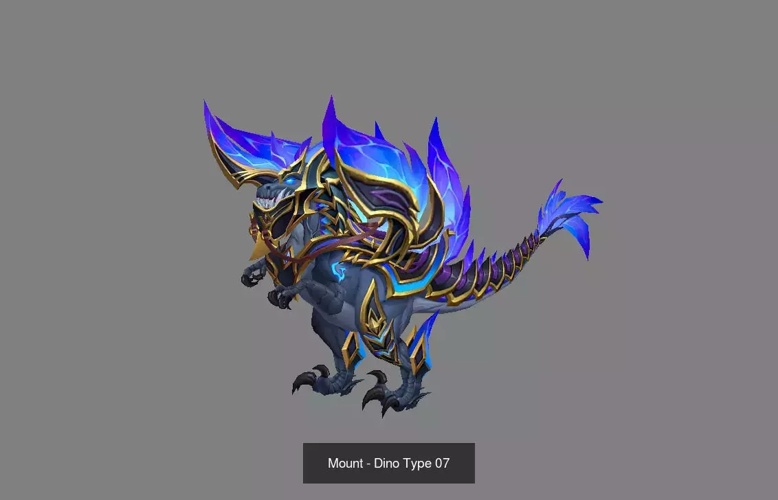 Pack of 20 Stylized Dino Mounts 3D Model Collection_37