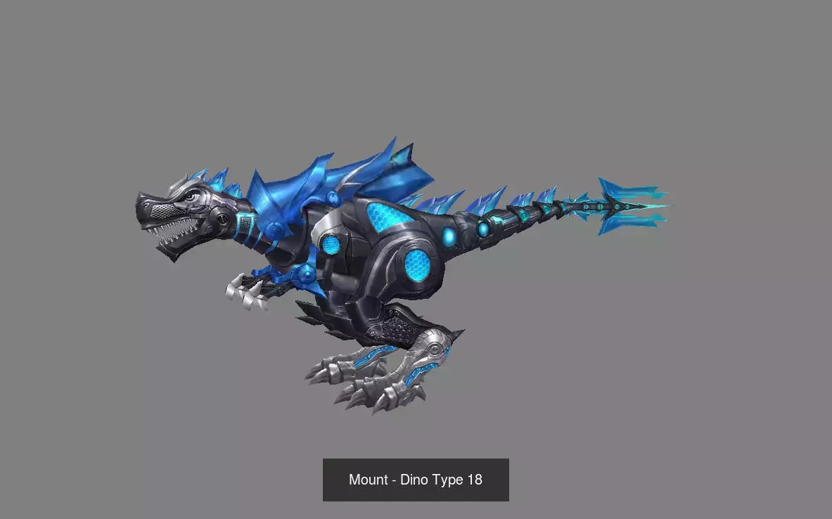 Pack of 20 Stylized Dino Mounts 3D Model Collection_26