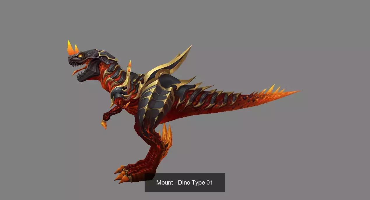 Pack of 20 Stylized Dino Mounts 3D Model Collection_43