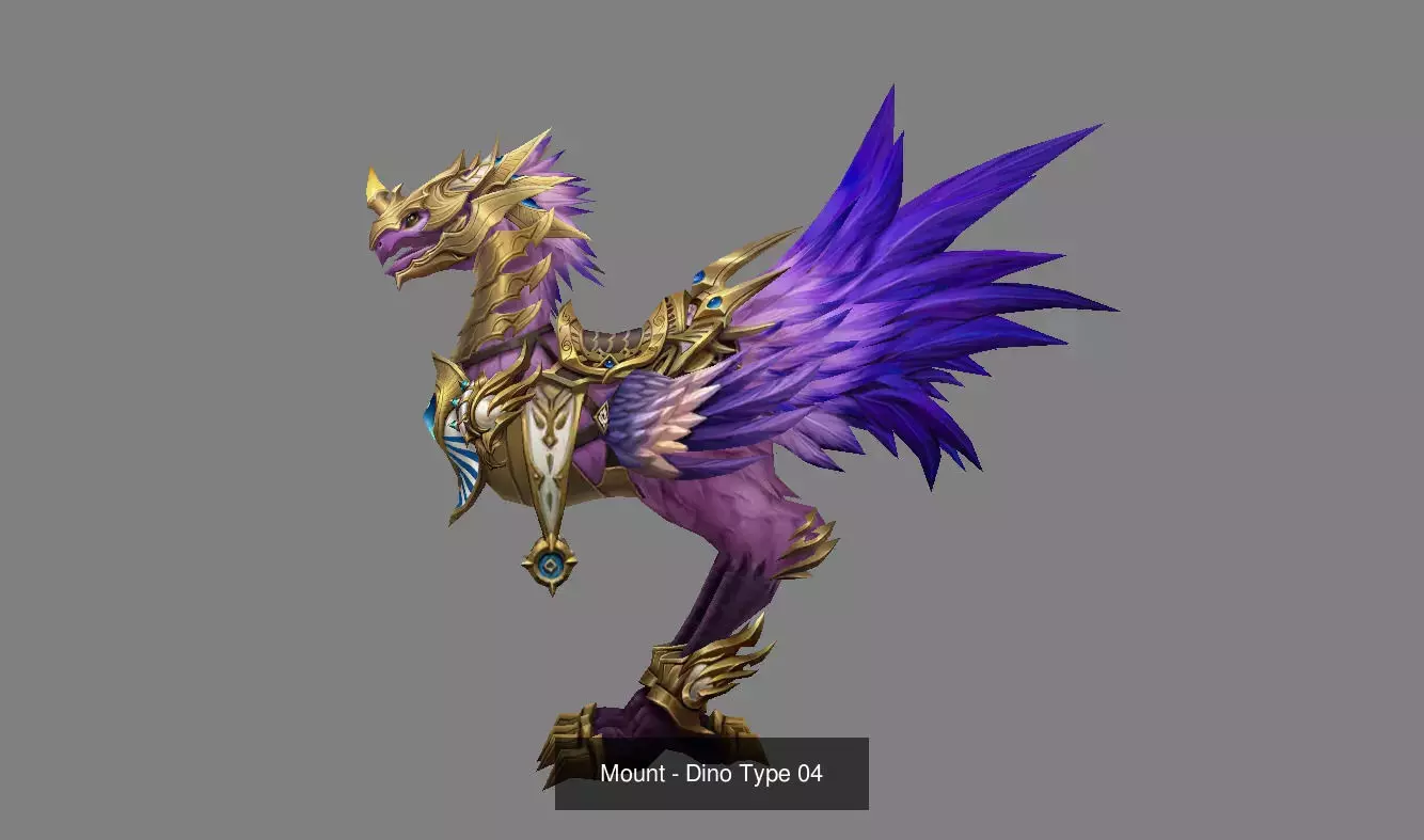 Pack of 20 Stylized Dino Mounts 3D Model Collection_40