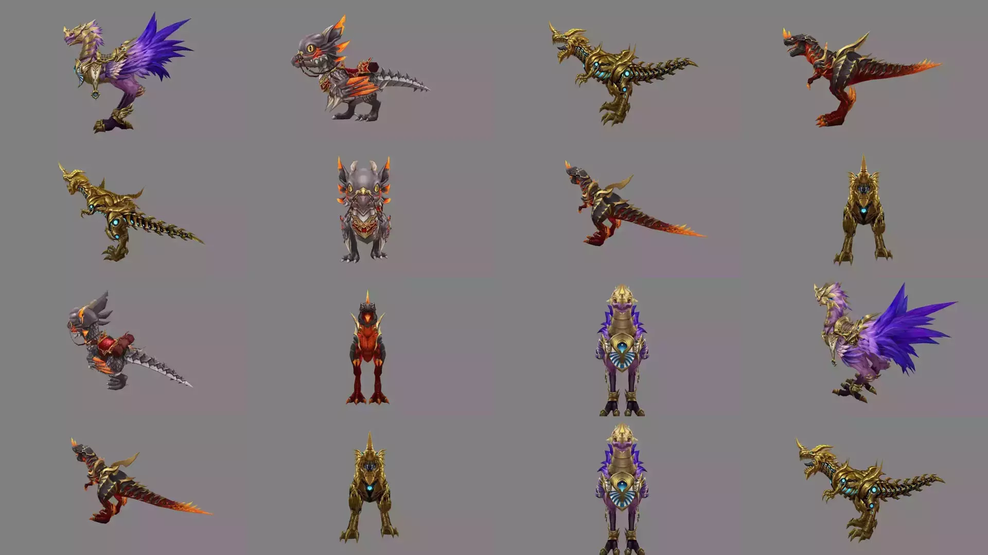 Pack of 20 Stylized Dino Mounts 3D Model Collection_23