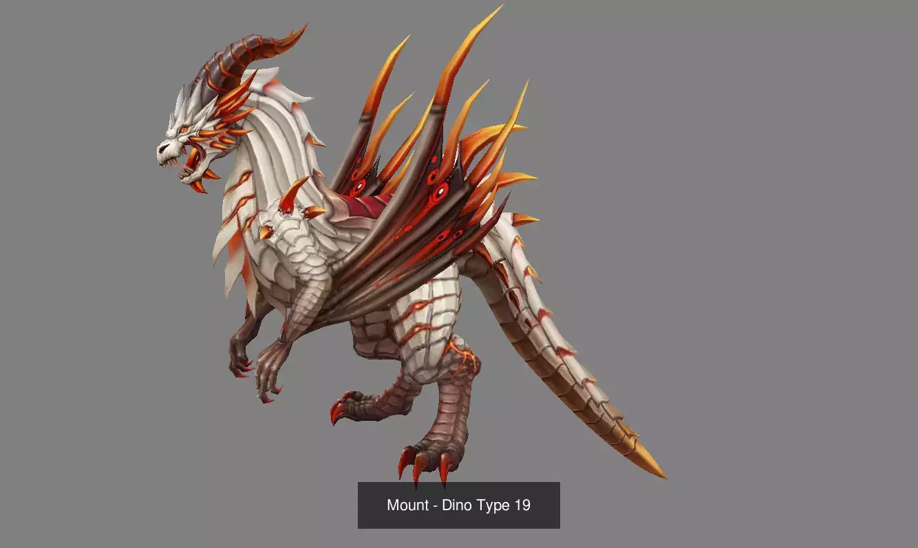 Pack of 20 Stylized Dino Mounts 3D Model Collection_25