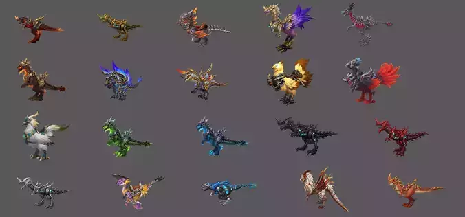 Pack of 20 Stylized Dino Mounts