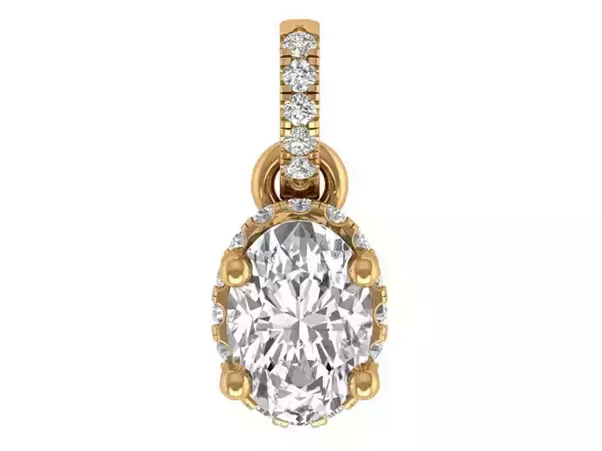 Oval Diamond Halo Pendant