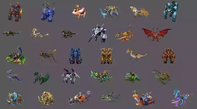 Pack of 30 Stylized Fantasy Mounts