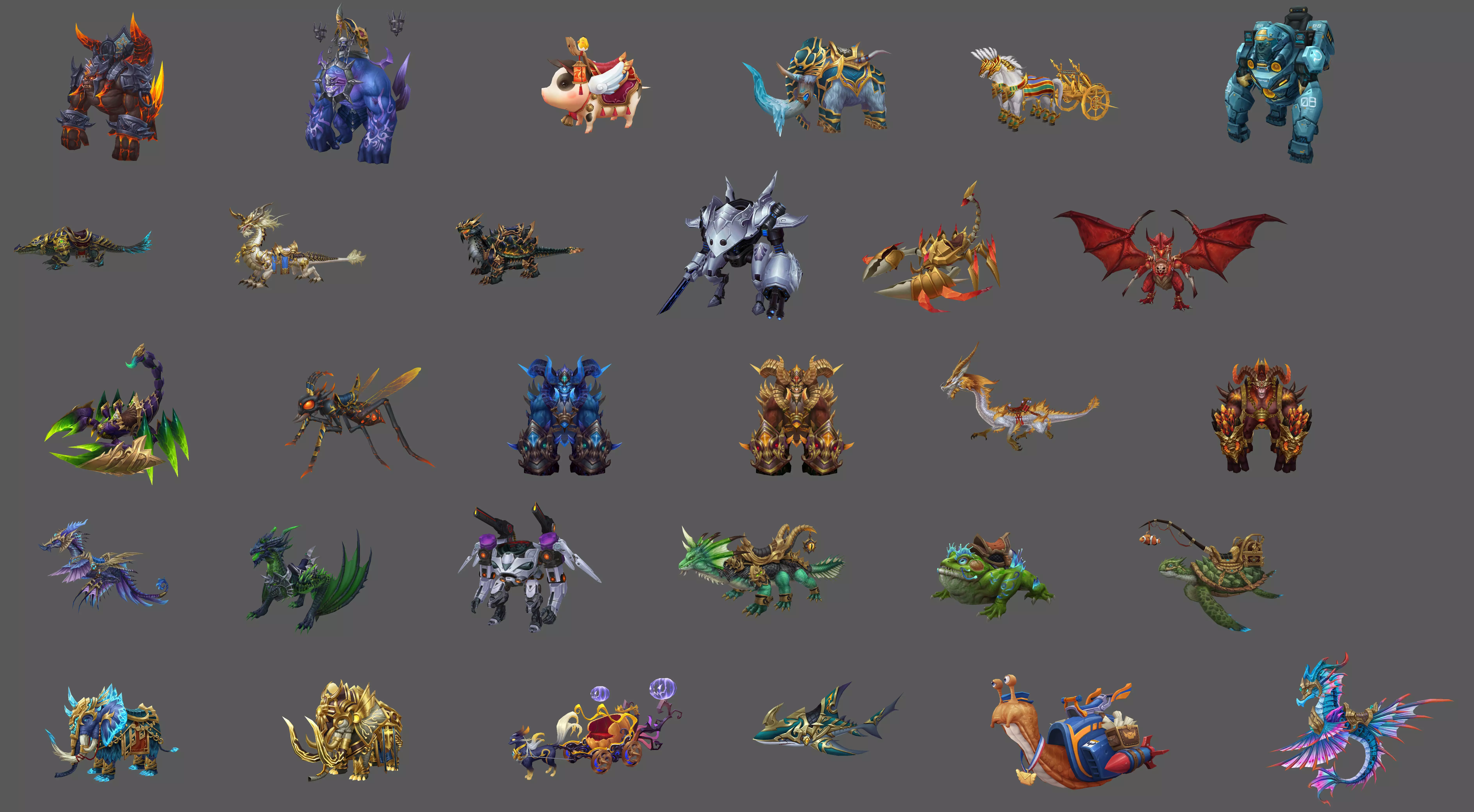 Pack of 30 Stylized Fantasy Mounts 3D Model Collection_0