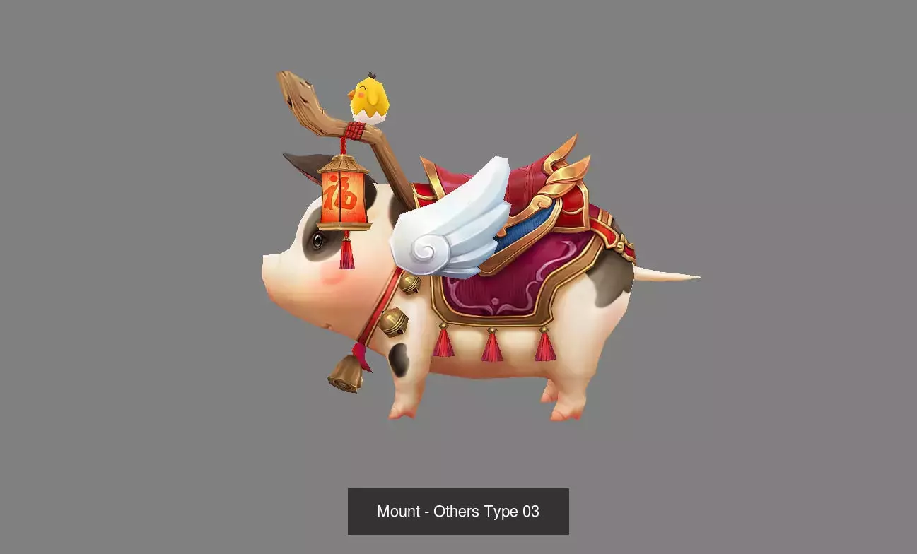 Pack of 30 Stylized Fantasy Mounts 3D Model Collection_60