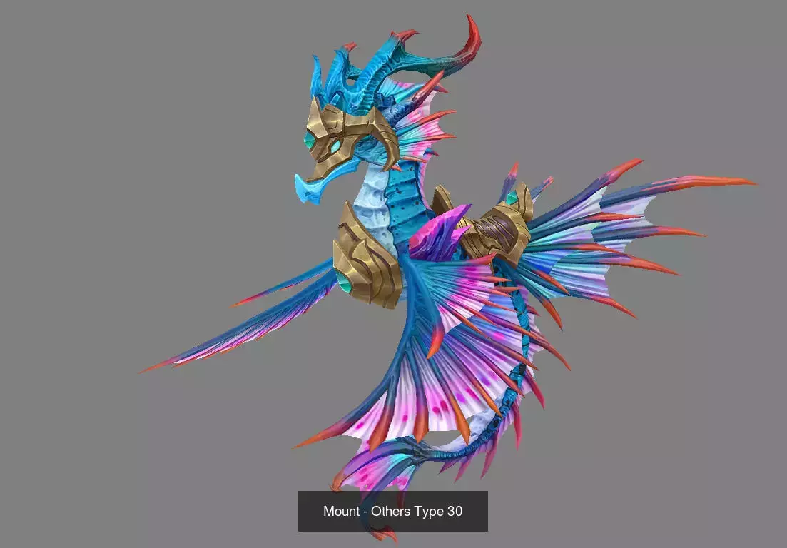 Pack of 30 Stylized Fantasy Mounts 3D Model Collection_33