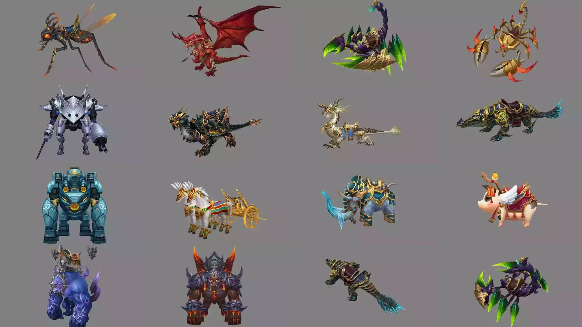 Pack of 30 Stylized Fantasy Mounts 3D Model Collection_32