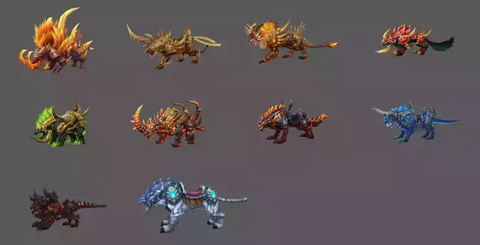 Fantasy Fenrir Mounts Pack - Volume 01 3D Model Collection