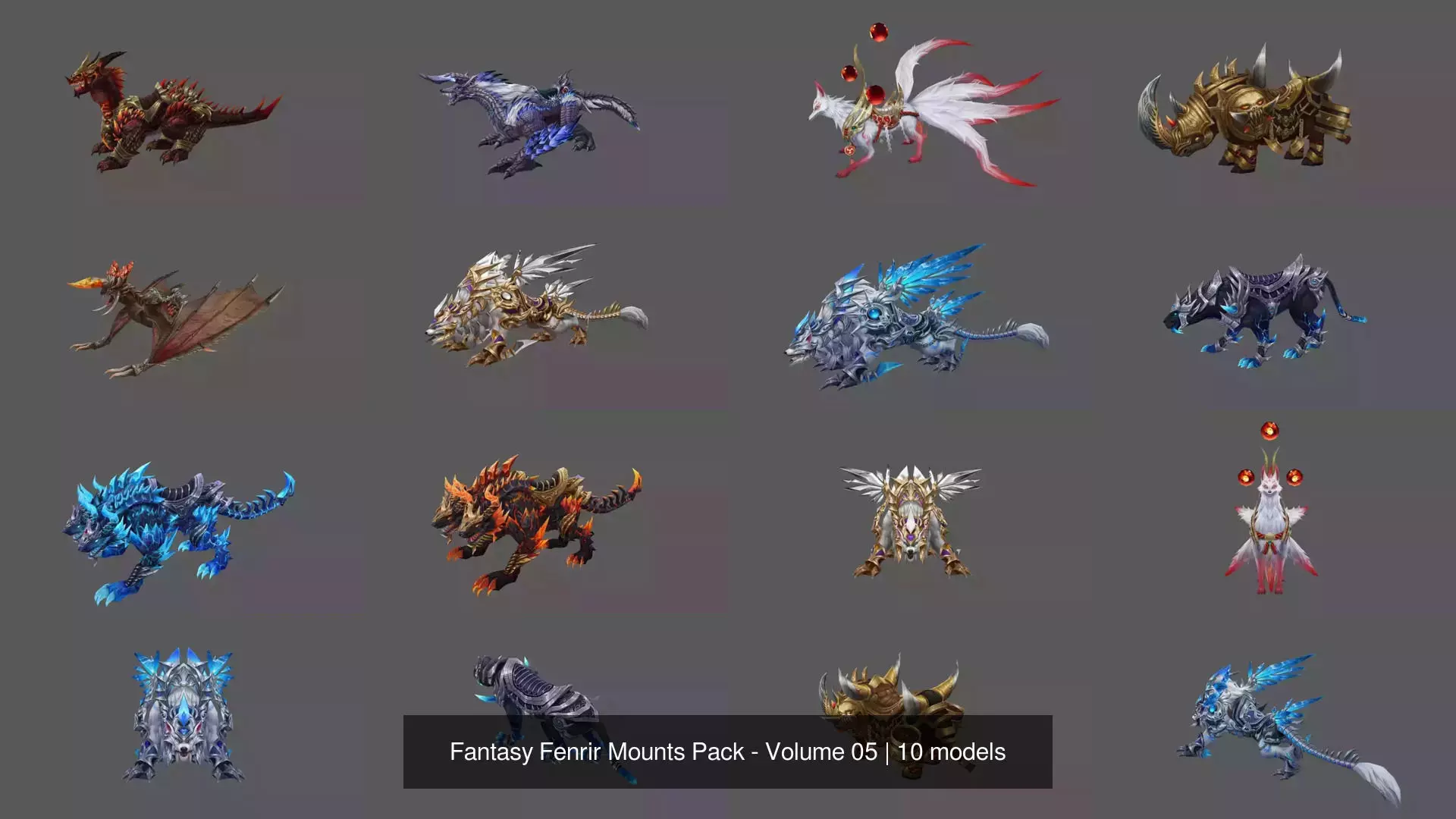 Fantasy Fenrir Mounts Pack - Volume 05 3D Model Collection_11