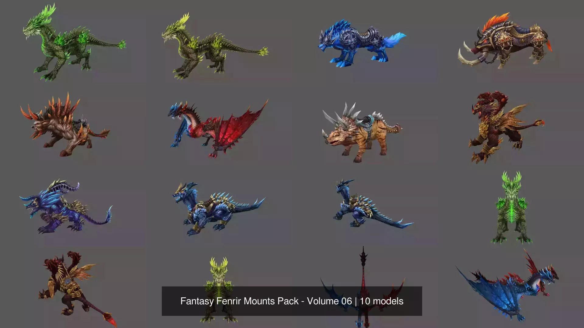 Fantasy Fenrir Mounts Pack - Volume 06 3D Model Collection_11