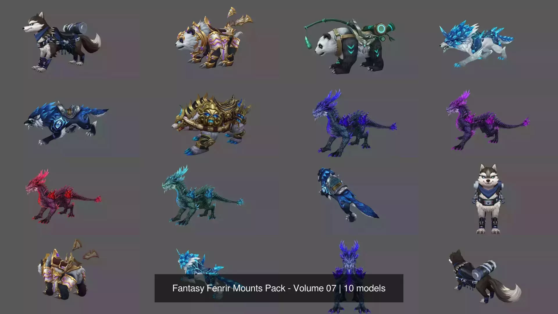 Fantasy Fenrir Mounts Pack - Volume 07 3D Model Collection_11