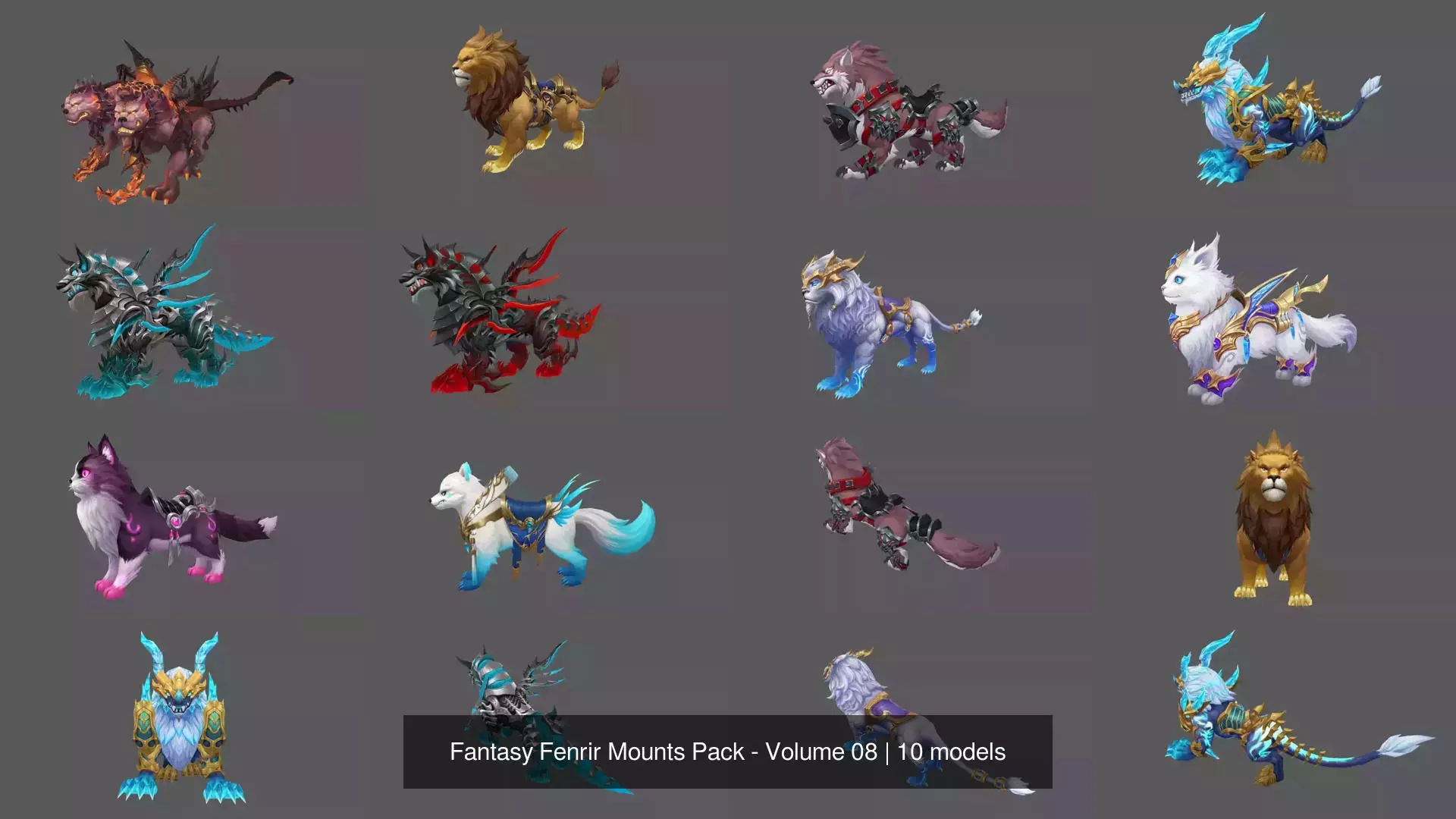 Fantasy Fenrir Mounts Pack - Volume 08 3D Model Collection_11