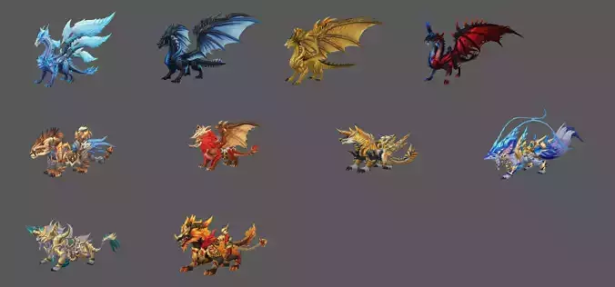 Fantasy Fenrir Mounts Pack - Volume 09 3D Model Collection