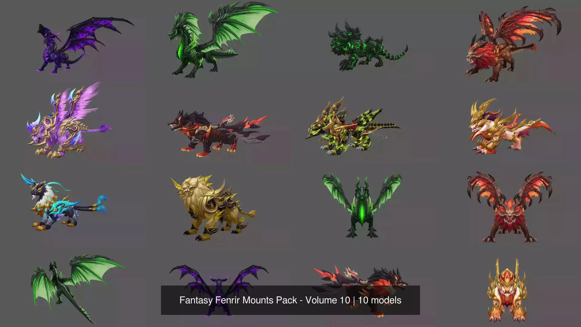 Fantasy Fenrir Mounts Pack - Volume 10 3D Model Collection_11