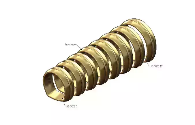 Euro shank 7mm wide comfort fit grooved band US size 5to12