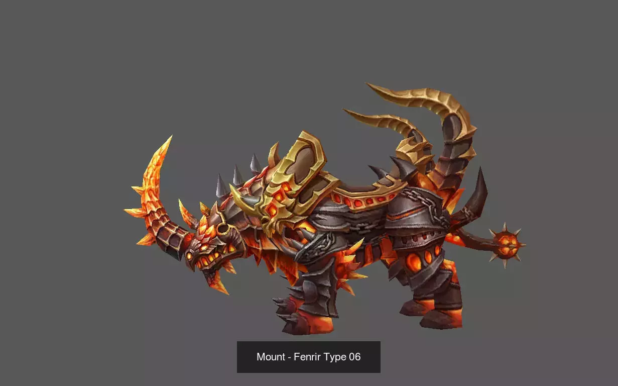 Pack of 100 Stylized Fenrir - Wolf - Bears - Dragons Mounts 3D Model Collection_225