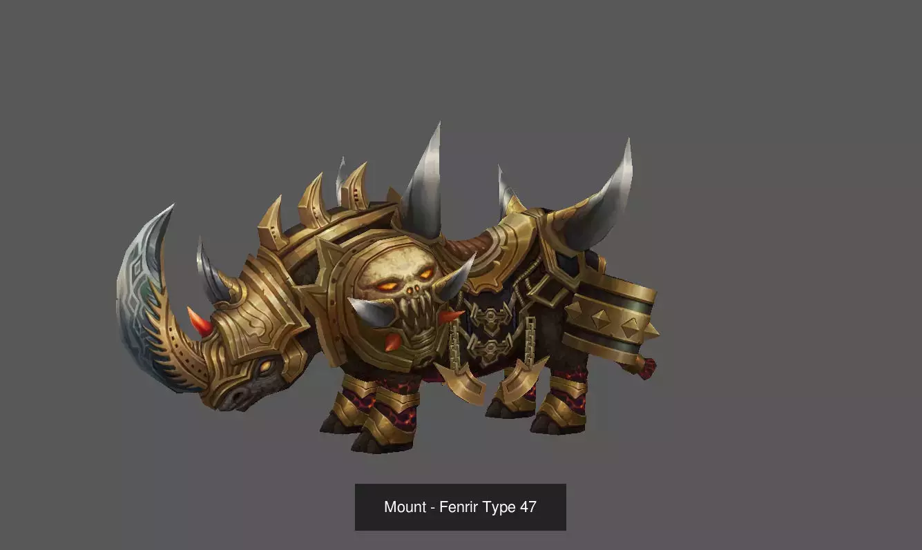 Pack of 100 Stylized Fenrir - Wolf - Bears - Dragons Mounts 3D Model Collection_183
