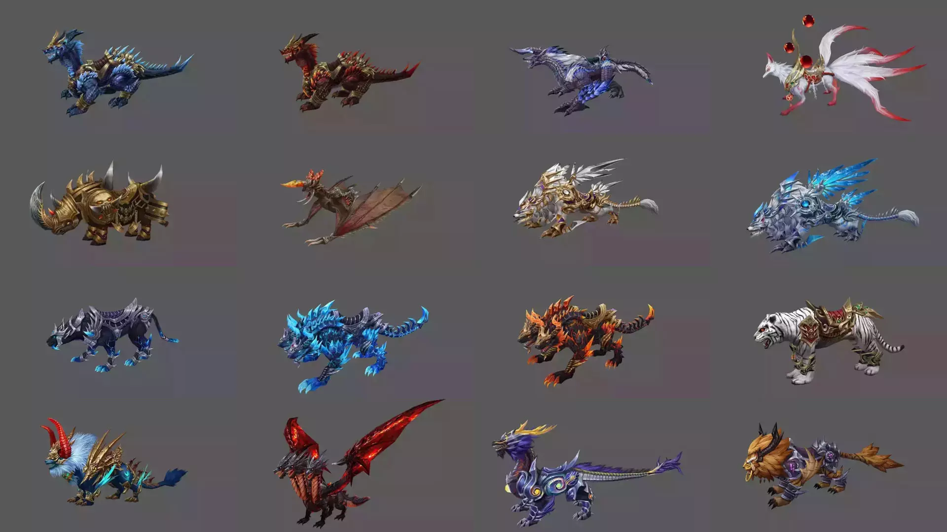 Pack of 100 Stylized Fenrir - Wolf - Bears - Dragons Mounts 3D Model Collection_130