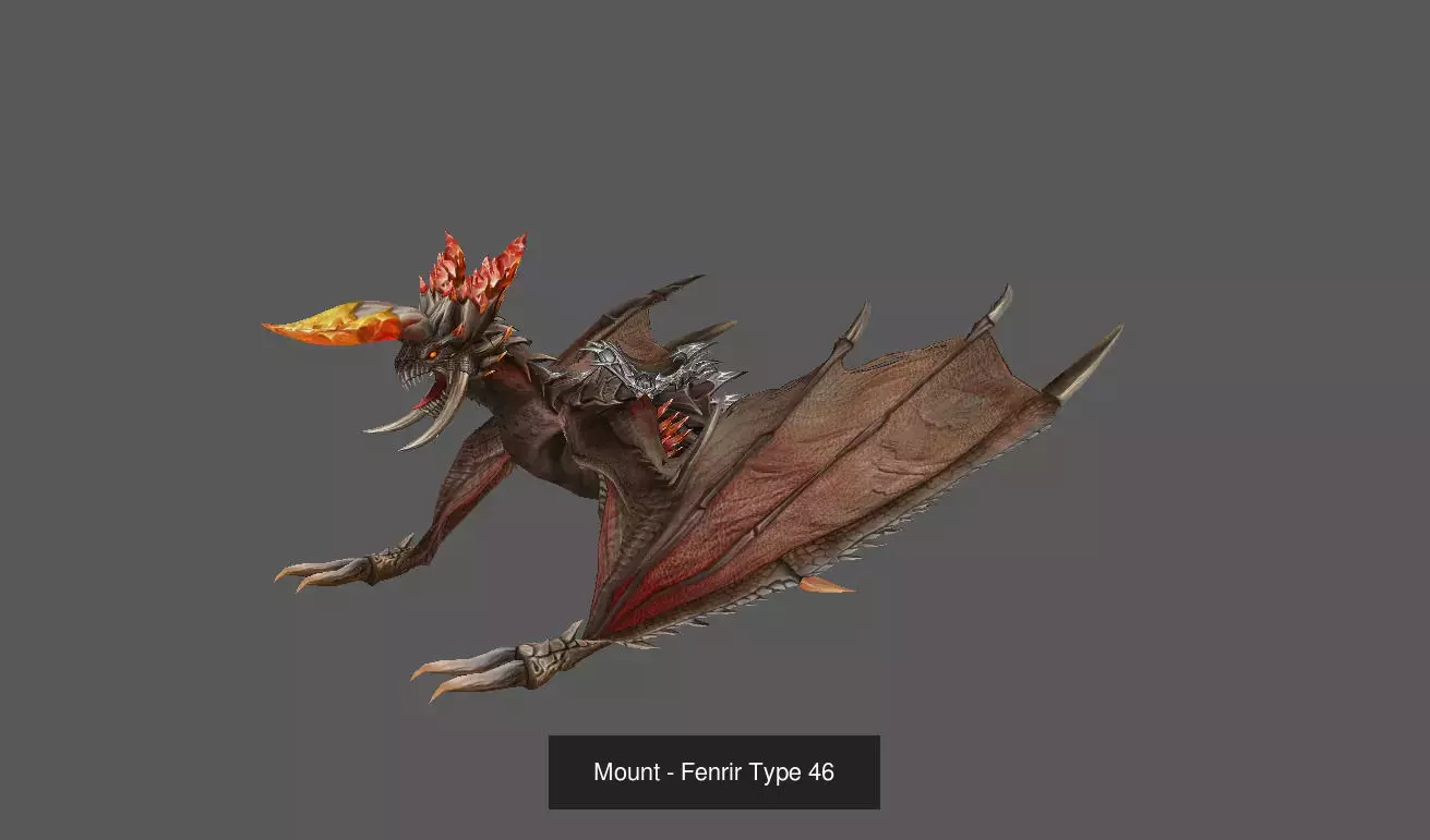 Pack of 100 Stylized Fenrir - Wolf - Bears - Dragons Mounts 3D Model Collection_184