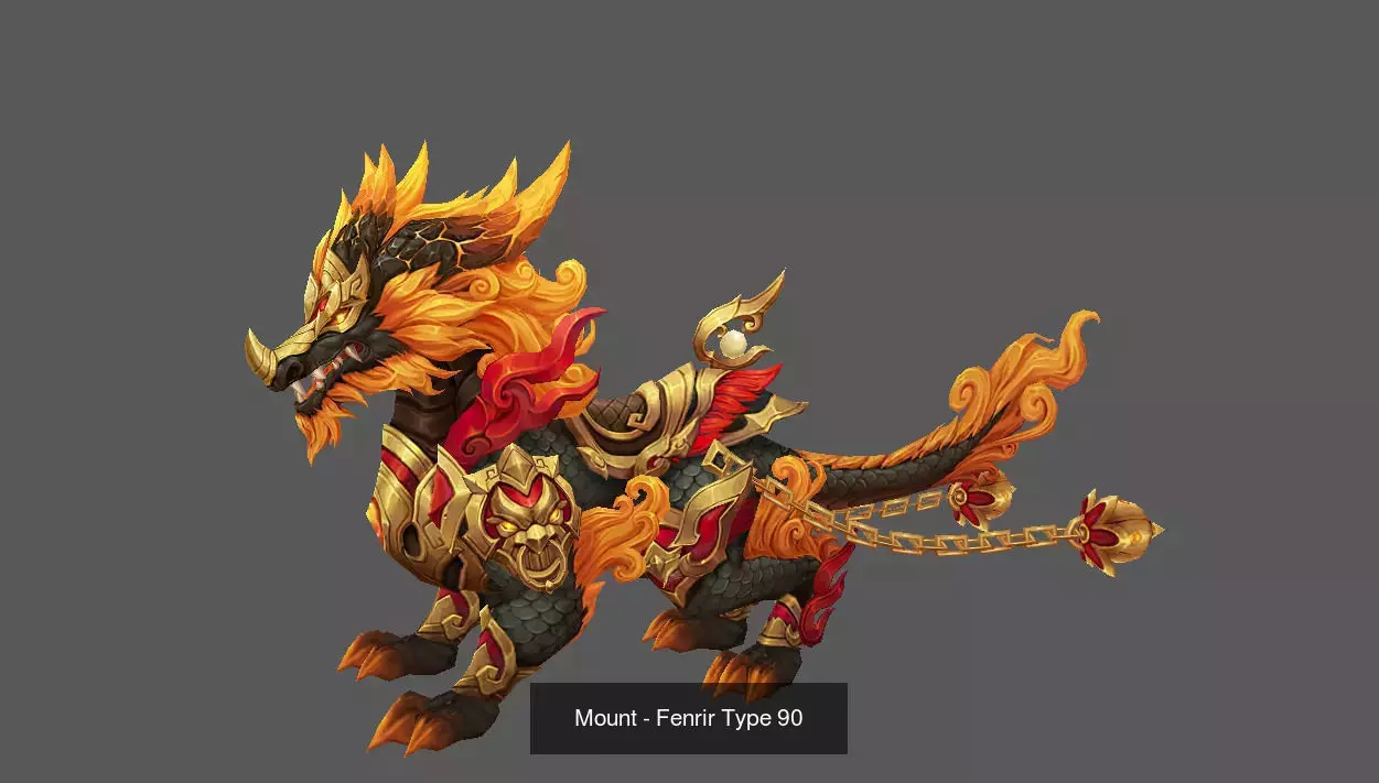 Pack of 100 Stylized Fenrir - Wolf - Bears - Dragons Mounts 3D Model Collection_137