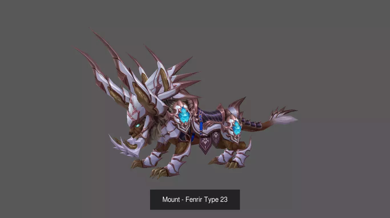 Pack of 100 Stylized Fenrir - Wolf - Bears - Dragons Mounts 3D Model Collection_207