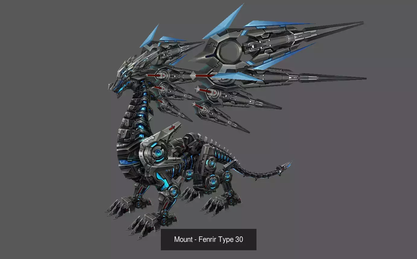 Pack of 100 Stylized Fenrir - Wolf - Bears - Dragons Mounts 3D Model Collection_200