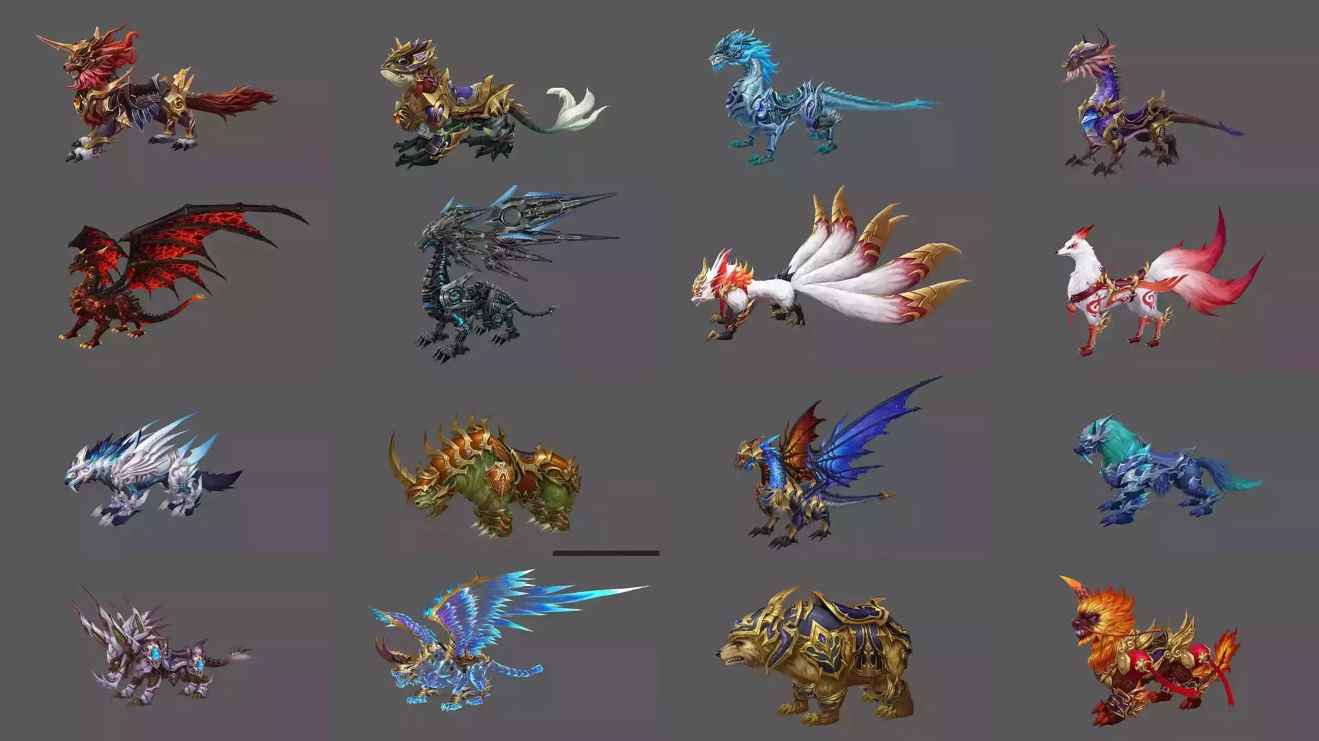 Pack of 100 Stylized Fenrir - Wolf - Bears - Dragons Mounts 3D Model Collection_134