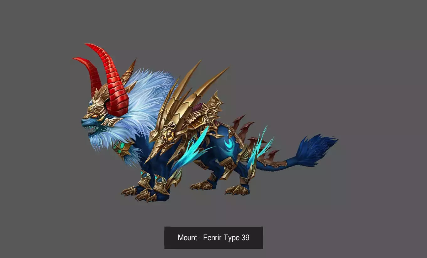 Pack of 100 Stylized Fenrir - Wolf - Bears - Dragons Mounts 3D Model Collection_191