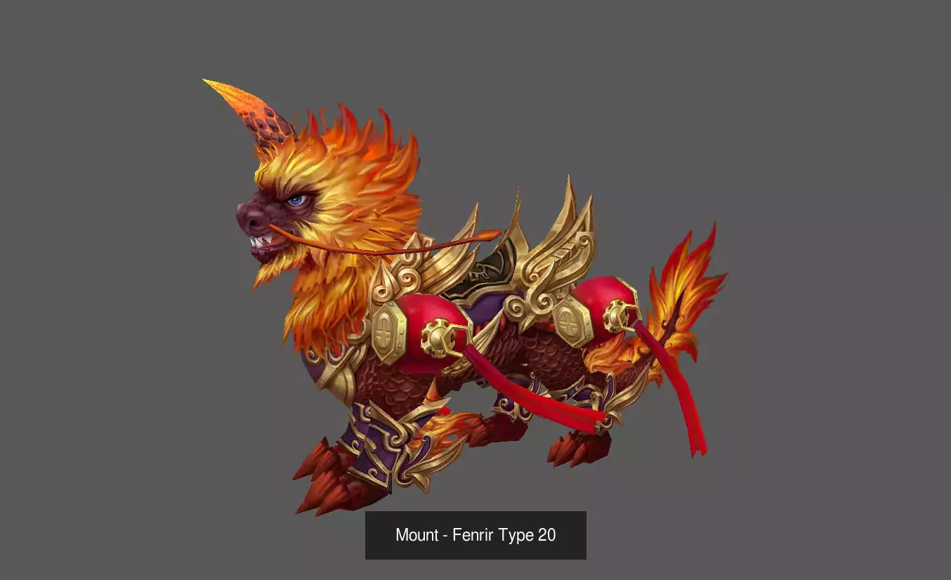 Pack of 100 Stylized Fenrir - Wolf - Bears - Dragons Mounts 3D Model Collection_210
