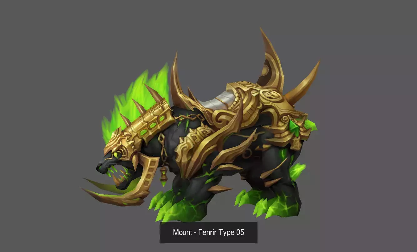 Pack of 100 Stylized Fenrir - Wolf - Bears - Dragons Mounts 3D Model Collection_226