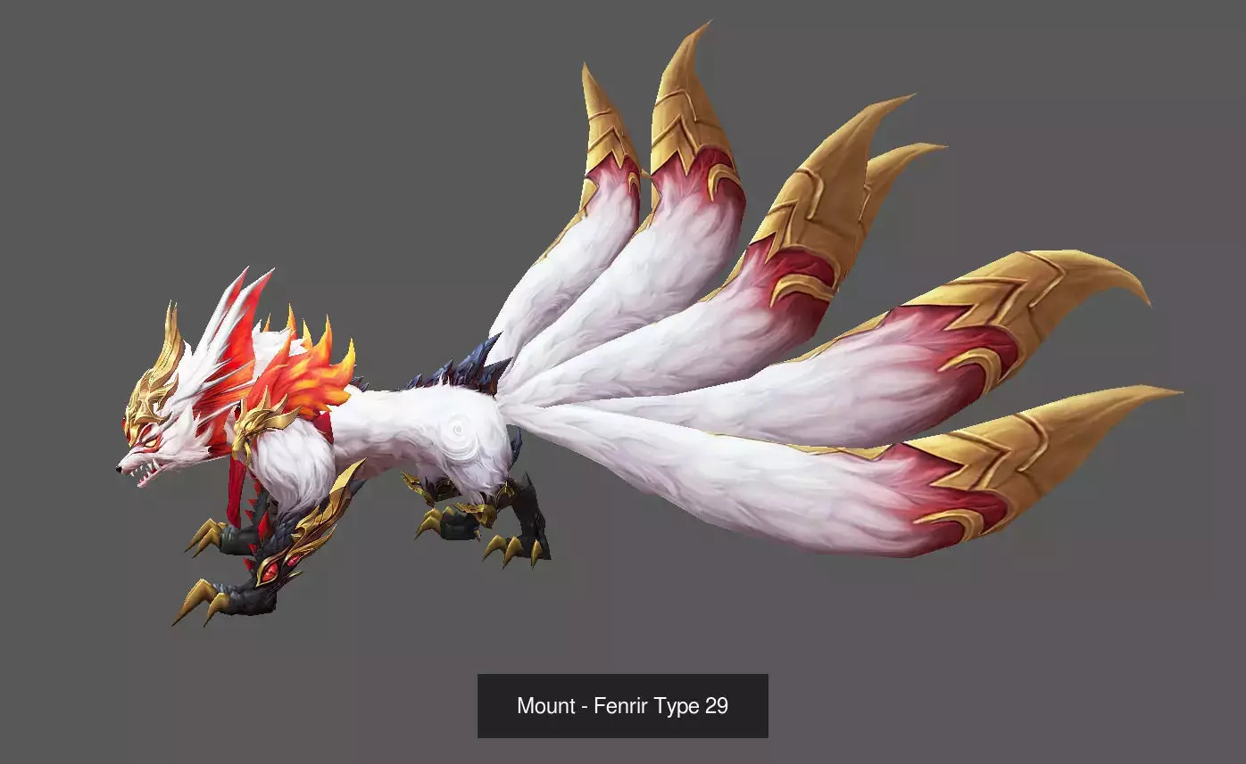 Pack of 100 Stylized Fenrir - Wolf - Bears - Dragons Mounts 3D Model Collection_201