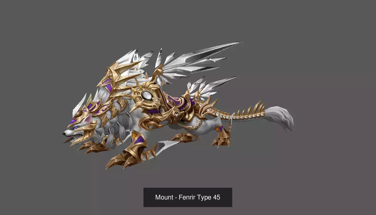 Pack of 100 Stylized Fenrir - Wolf - Bears - Dragons Mounts 3D Model Collection_185