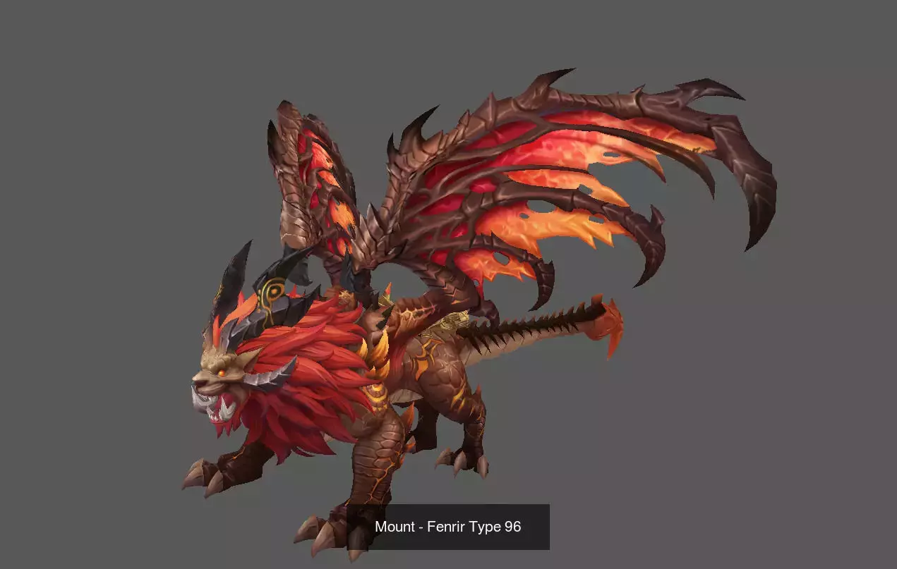 Pack of 100 Stylized Fenrir - Wolf - Bears - Dragons Mounts 3D Model Collection_126