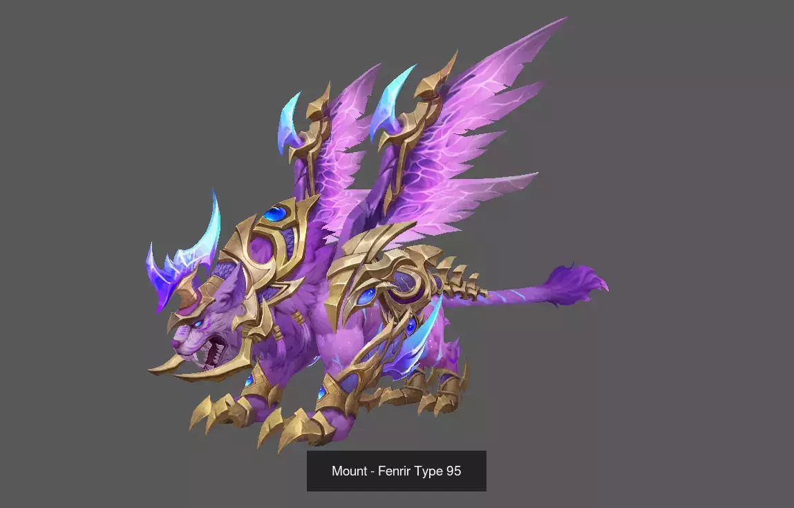 Pack of 100 Stylized Fenrir - Wolf - Bears - Dragons Mounts 3D Model Collection_127