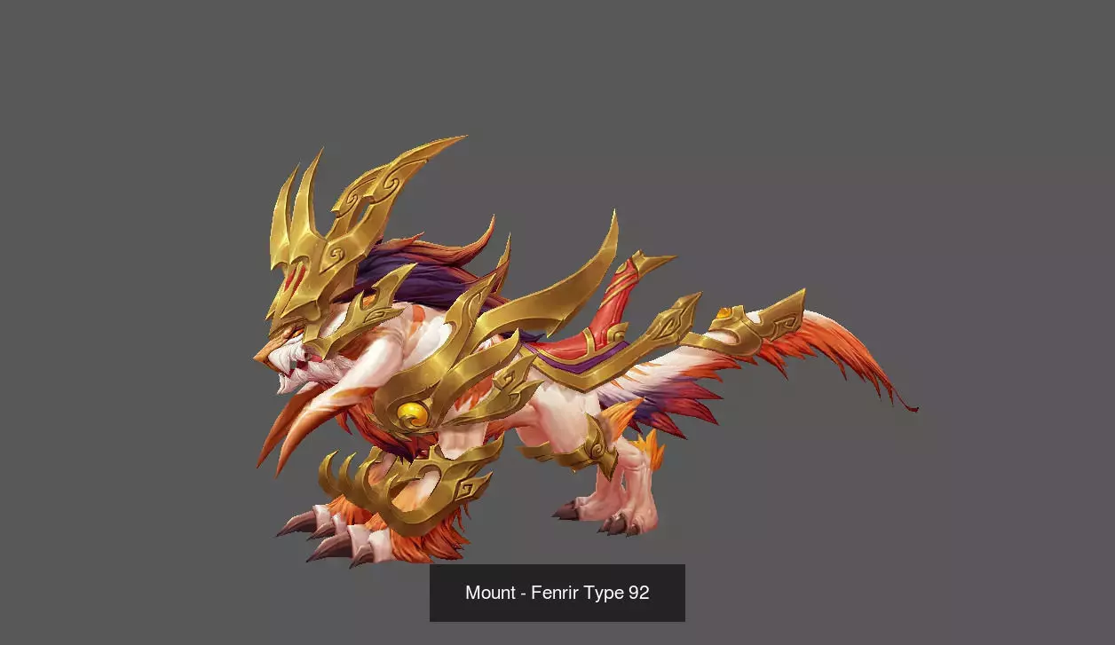 Pack of 100 Stylized Fenrir - Wolf - Bears - Dragons Mounts 3D Model Collection_133