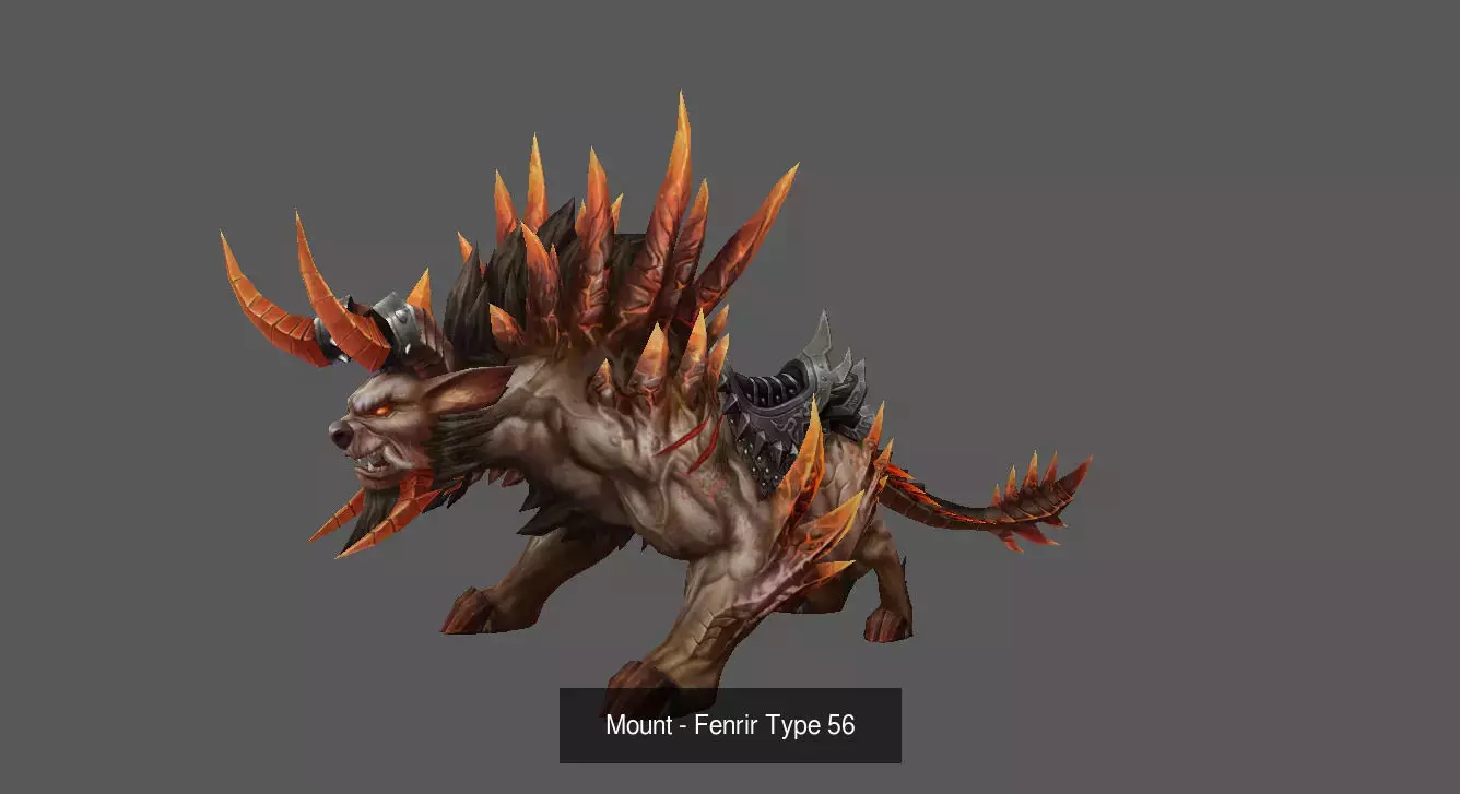 Pack of 100 Stylized Fenrir - Wolf - Bears - Dragons Mounts 3D Model Collection_174