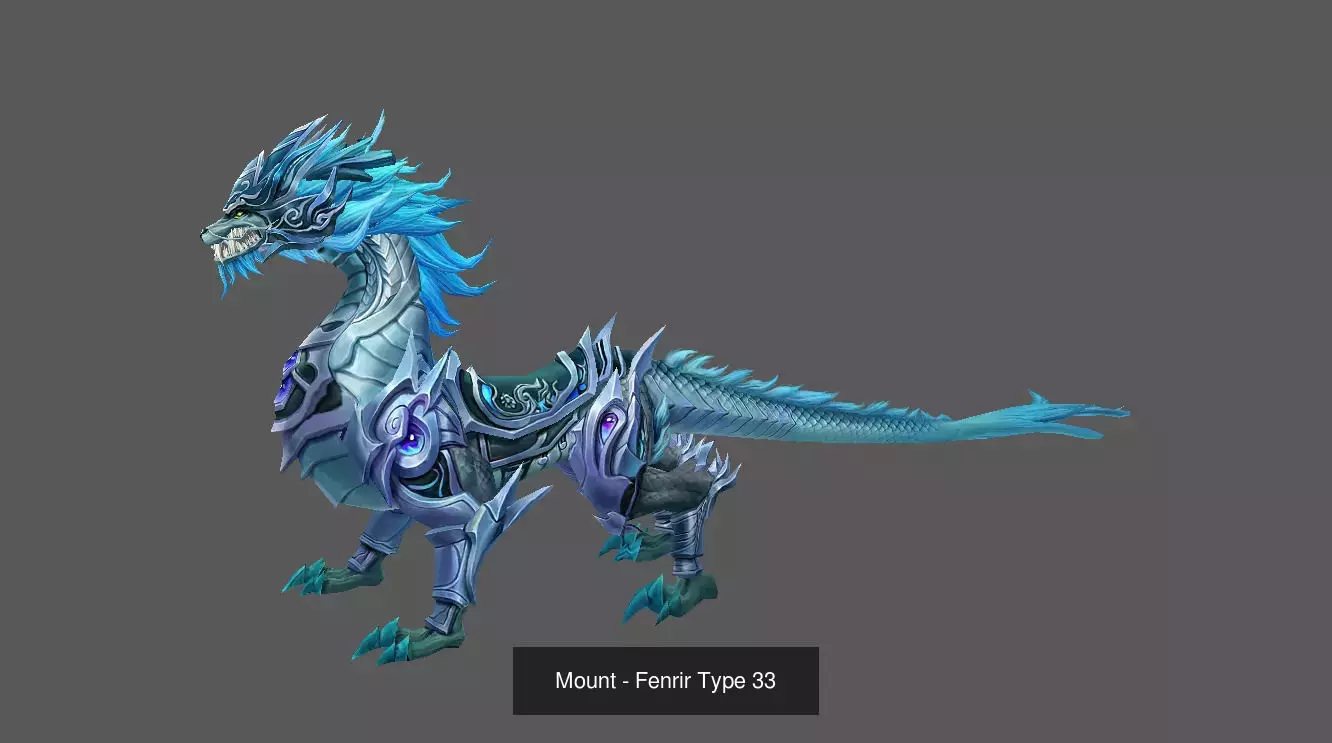 Pack of 100 Stylized Fenrir - Wolf - Bears - Dragons Mounts 3D Model Collection_197