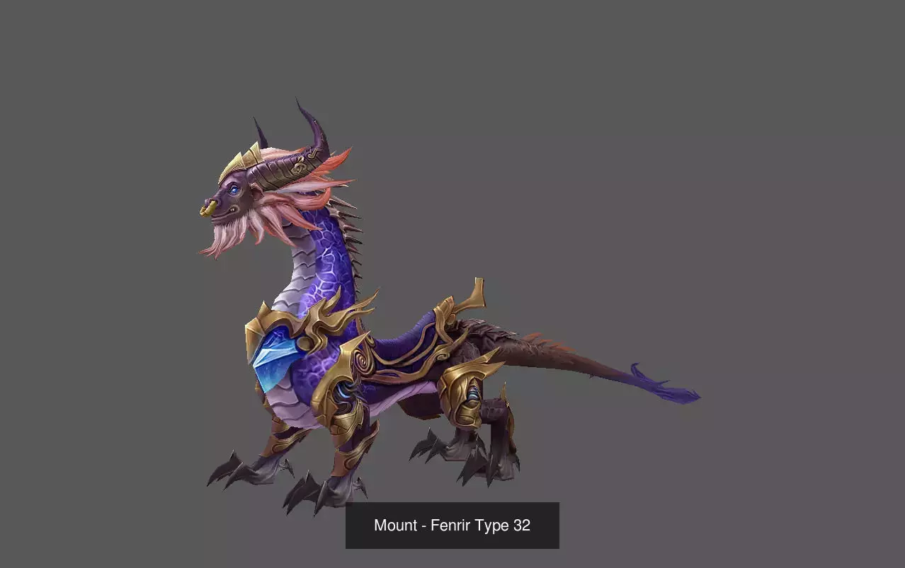Pack of 100 Stylized Fenrir - Wolf - Bears - Dragons Mounts 3D Model Collection_198