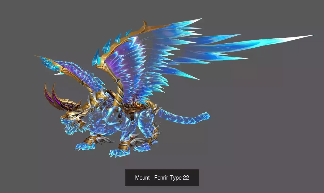 Pack of 100 Stylized Fenrir - Wolf - Bears - Dragons Mounts 3D Model Collection_208