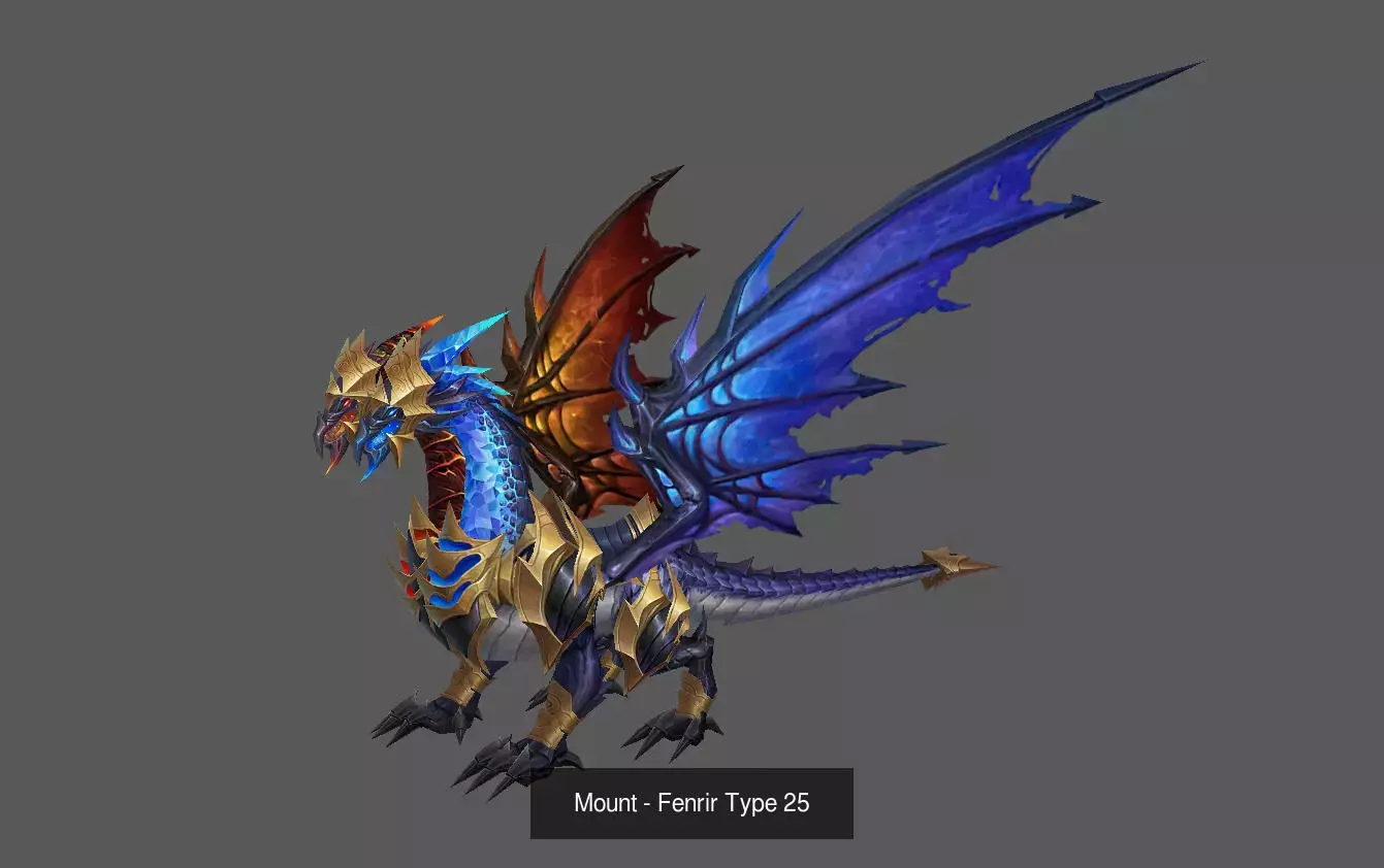 Pack of 100 Stylized Fenrir - Wolf - Bears - Dragons Mounts 3D Model Collection_205