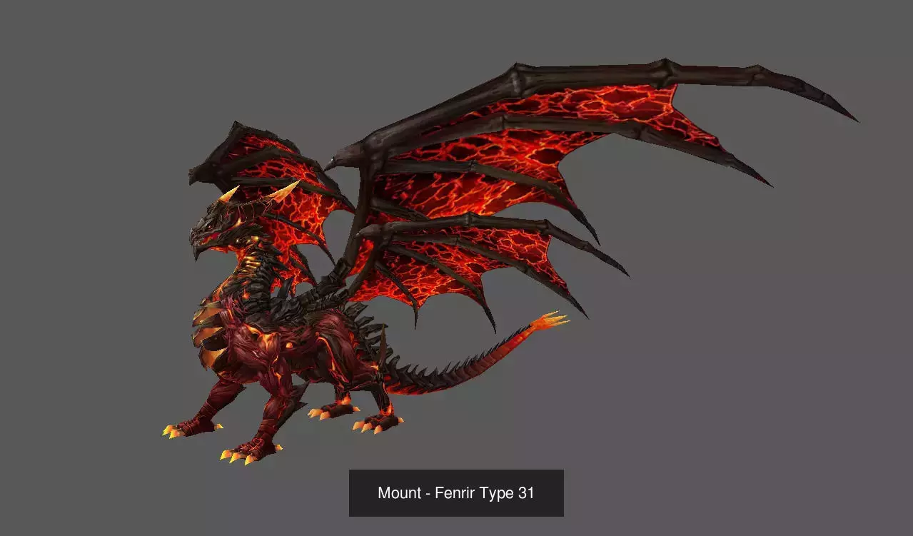 Pack of 100 Stylized Fenrir - Wolf - Bears - Dragons Mounts 3D Model Collection_199