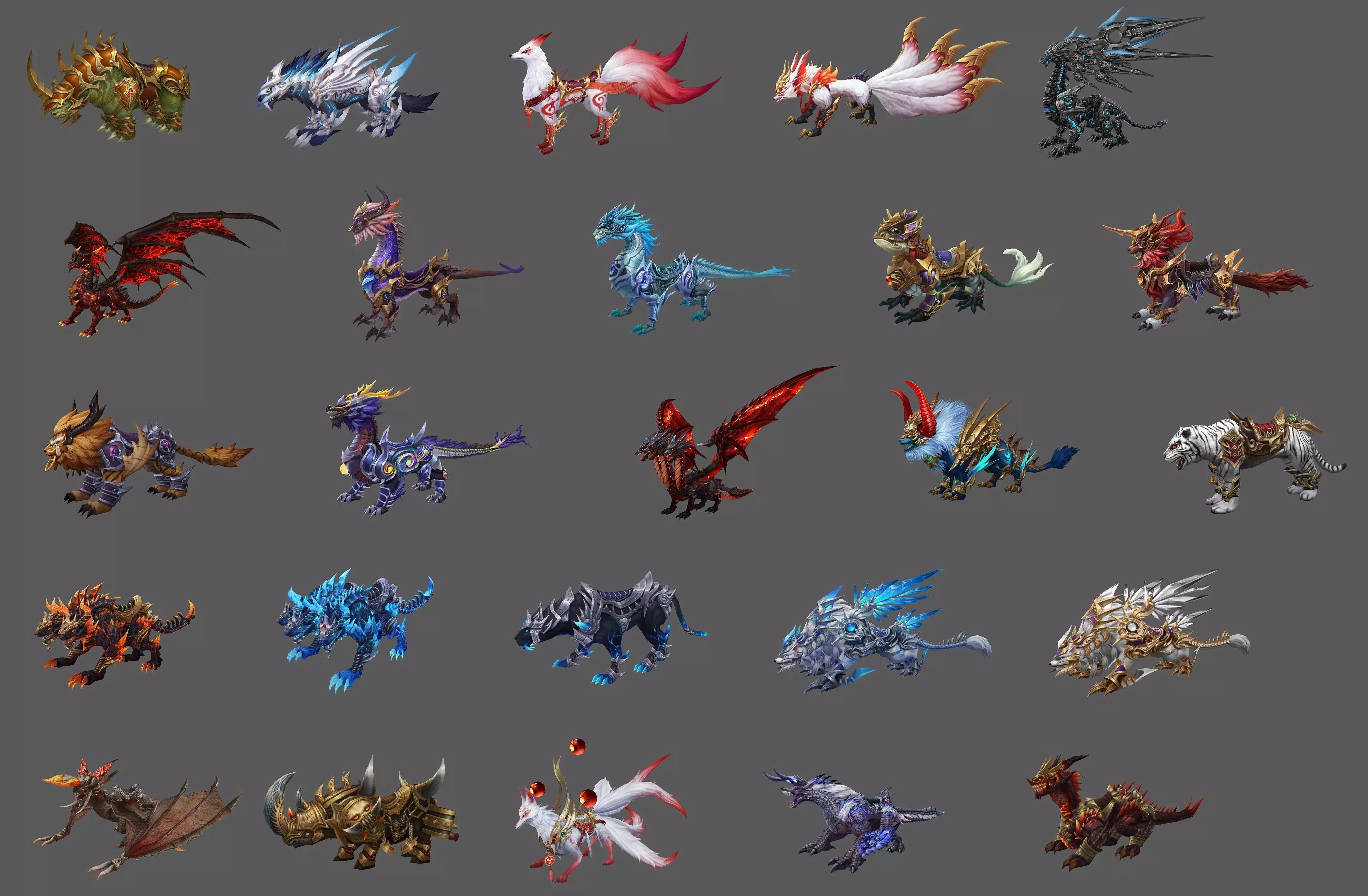 Pack of 100 Stylized Fenrir - Wolf - Bears - Dragons Mounts 3D Model Collection_102